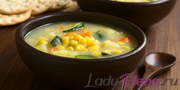 Суп с кабачками и кукурузой
